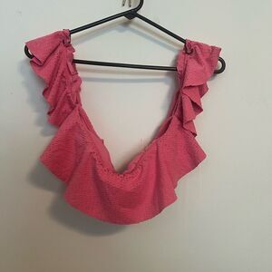 Vix Pink Ruffled Backless Bikini Top